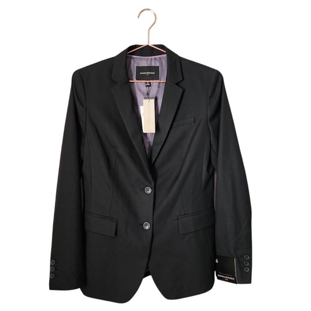 BANANA REPUBLIC Black Tailored Blazer Office Siren Minimalist Corporate Core‎ 6